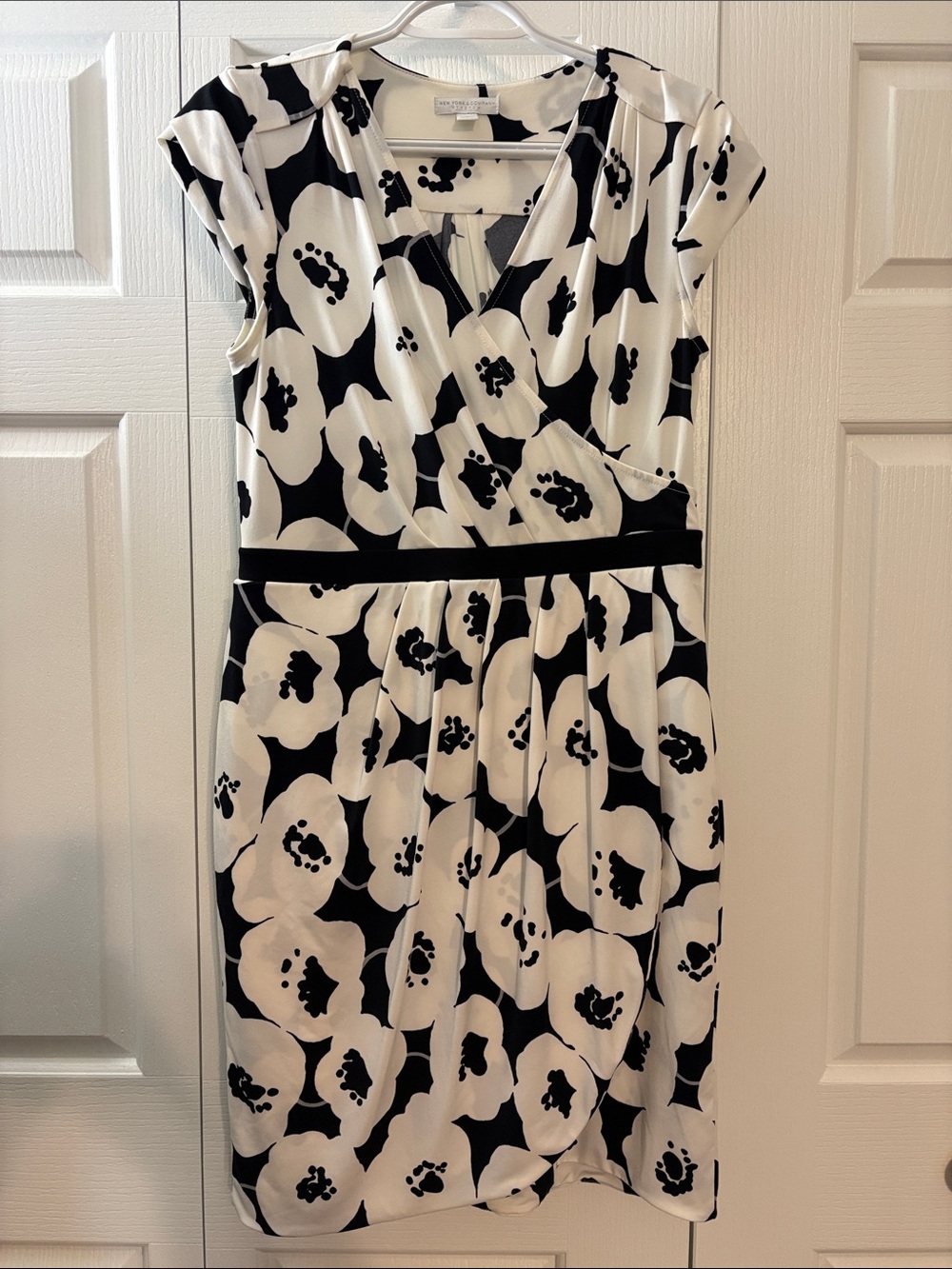 Black & White Floral Wrap Dress - Women